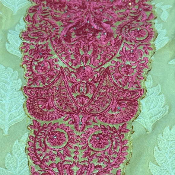 Yellow and Pink Embroidered kameez set - Picture 11 of 13